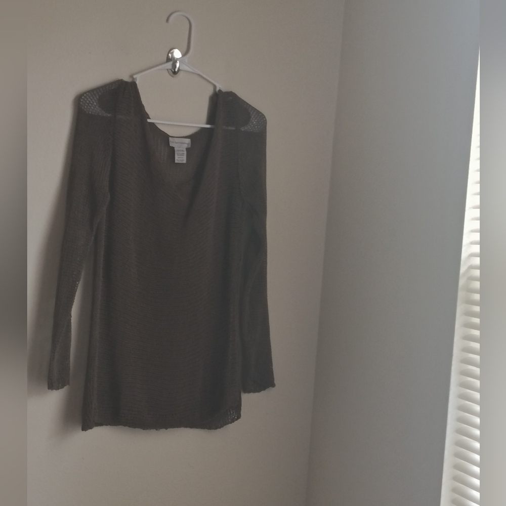 Soft Surroundings Blouse Women M Brown Layering Resort Academia Office Versatile